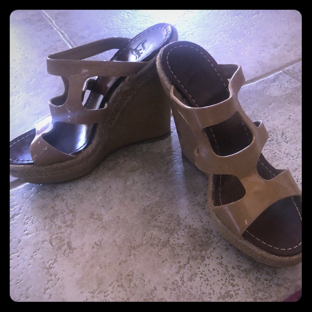 Laboutin Patent Platform Espadrille Wedges